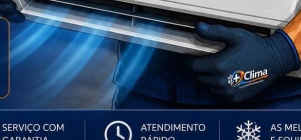 Ar frio saindo da grelha de uma evaporadora após a limpeza